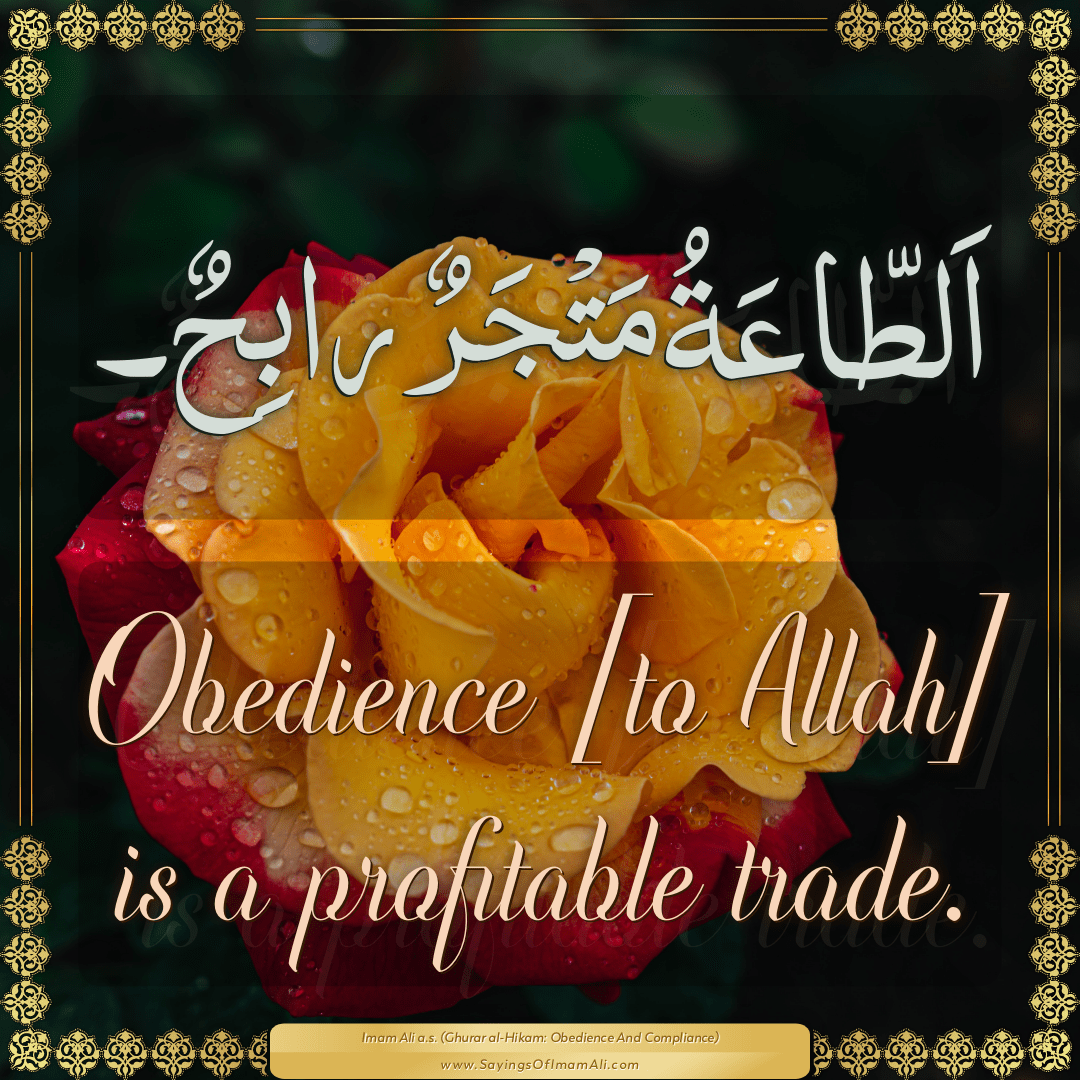 Obedience [to Allah] is a profitable trade.